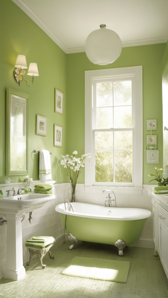 green bathroom decor, white bathroom tiles, contemporary bathroom design, modern bathroom fixtures, luxury bathroom accessories