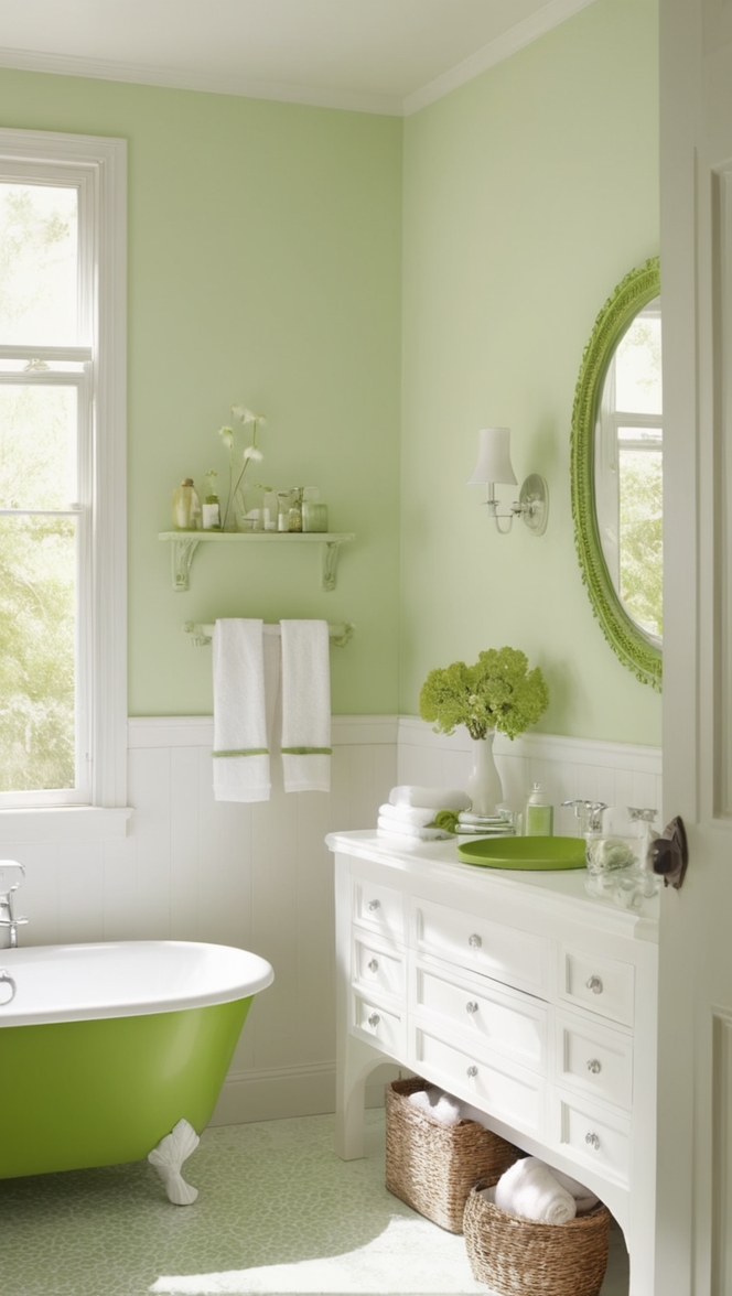 bathroom renovation, white marble tiles, eco-friendly bathroom, green paint, sustainable fixtures