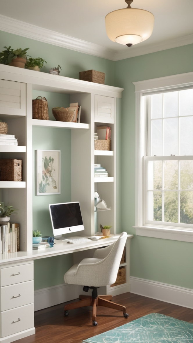 home office desk, home office furniture, home office organization, small space office, home office design