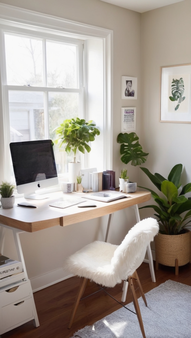 home office desk, home office furniture, home office organization, small space office, home office design