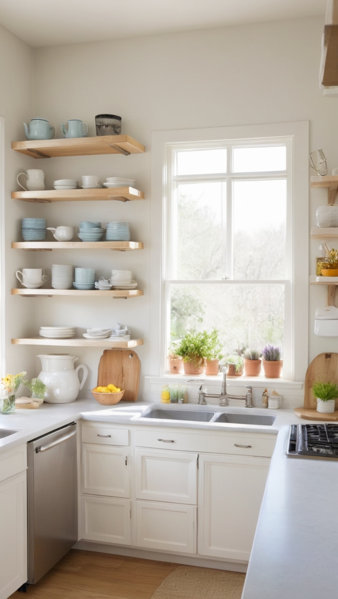 kitchen shelving ideas, modern kitchen shelving, DIY kitchen shelves, stylish kitchen shelving, open shelving design