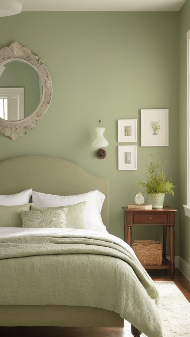 sage green paint, sage green walls, sage green bedding, sage green decor, sage green room