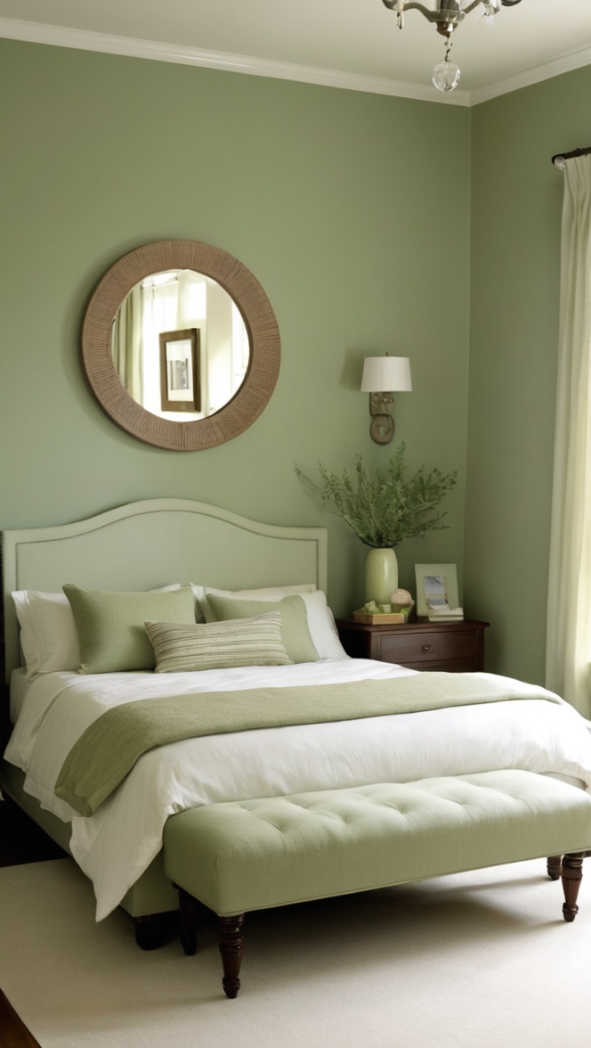 sage green paint, sage green walls, sage green bedding, sage green decor, sage green room