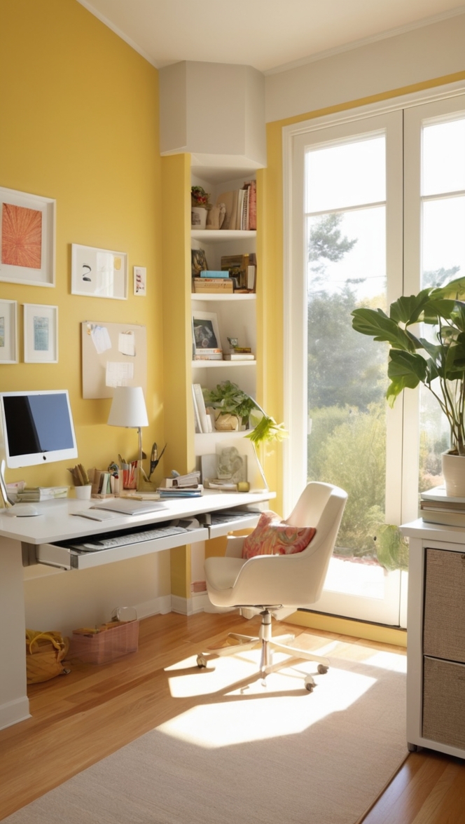 small home office design, home office organization, small office space ideas, home office decor, office furniture arrangement