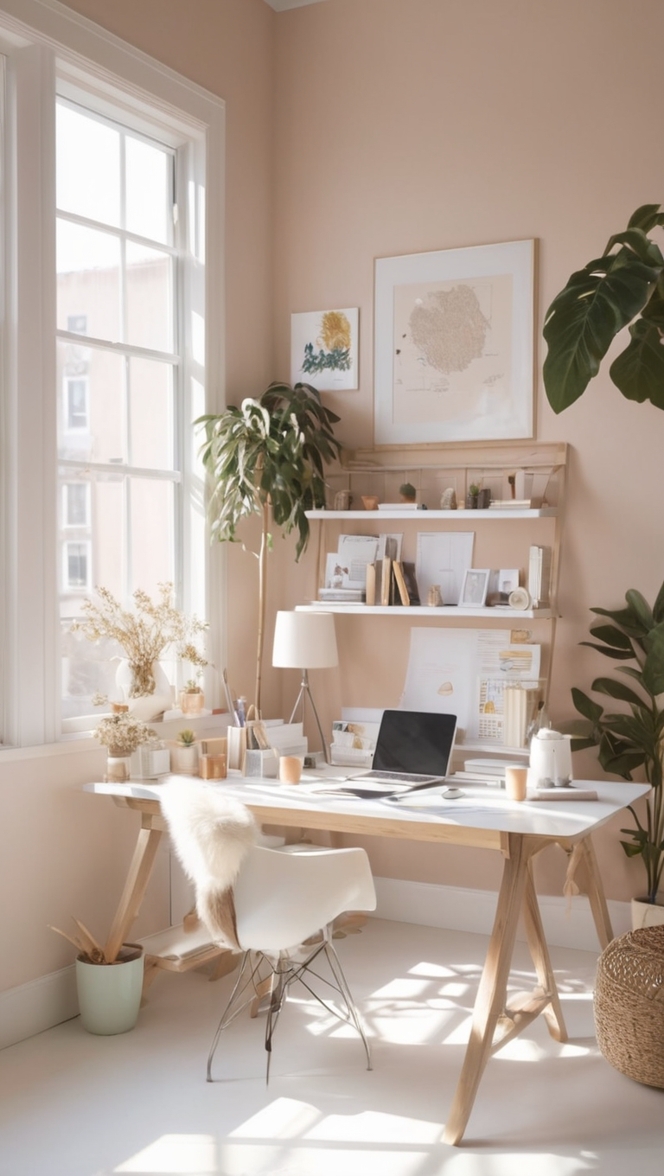 workspace design, home office decor, modern office space, stylish home office, chic workspace.