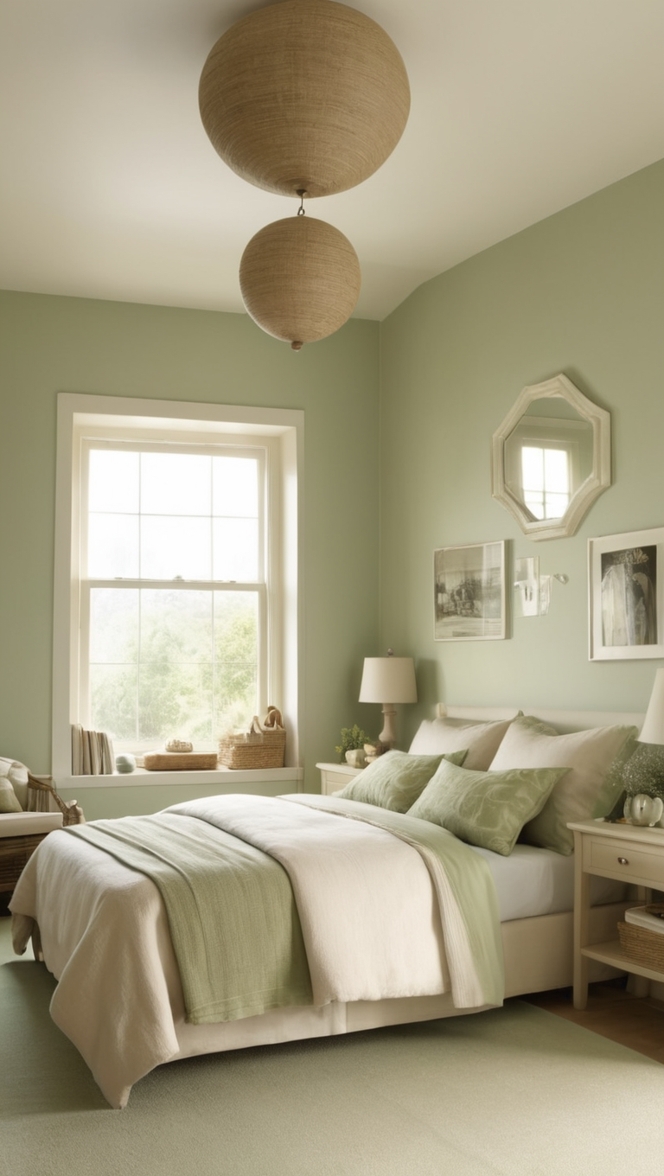 beige bedroom decor , sage green bedroom ideas, neutral bedroom design, earthy bedroom colors, natural bedroom inspiration