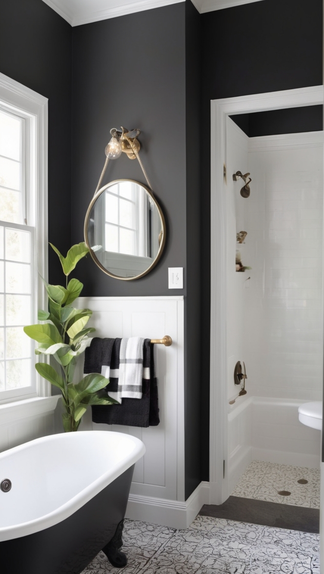 modern black bathroom design, luxury black bathroom ideas, black bathroom decor, sleek black bathroom, dark black bathroom tiles