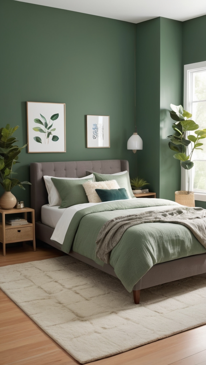 green bedroom decor, modern dark green bedroom, trendy dark green bedroom ideas, luxurious dark green bedroom, elegant green bedroom design