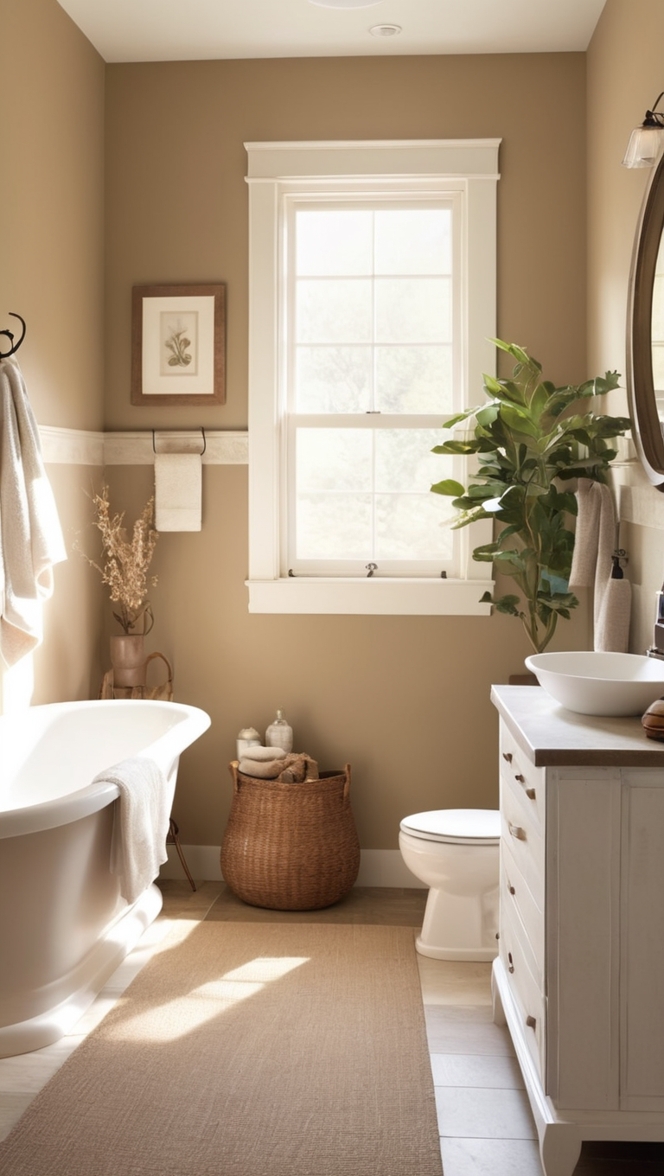 organic bathroom design, natural stone bathroom, rustic bathroom decor, eco-friendly bathroom, minimalist bathroom style