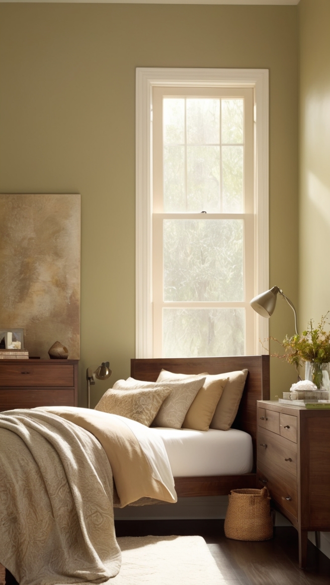 natural bedroom paint colors, cozy bedroom decor, rustic bedroom design, earth-inspired bedroom, warm earth tones
