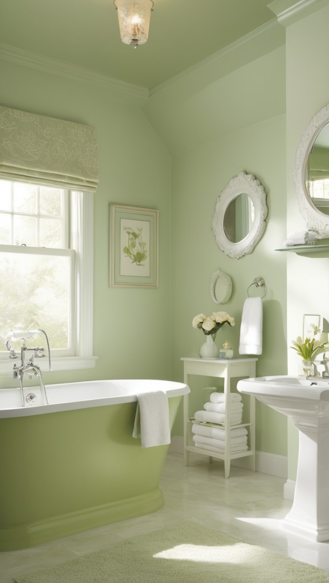 green bathroom design, modern green bathroom, eco-friendly bathroom decor, sustainable bathroom ideas, nature-inspired bathroom design