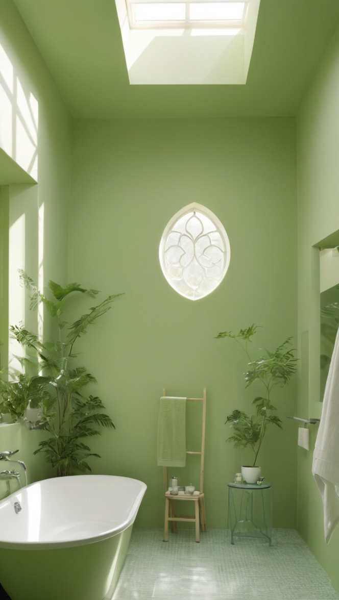 green bathroom design, modern green bathroom, eco-friendly bathroom decor, sustainable bathroom ideas, nature-inspired bathroom design