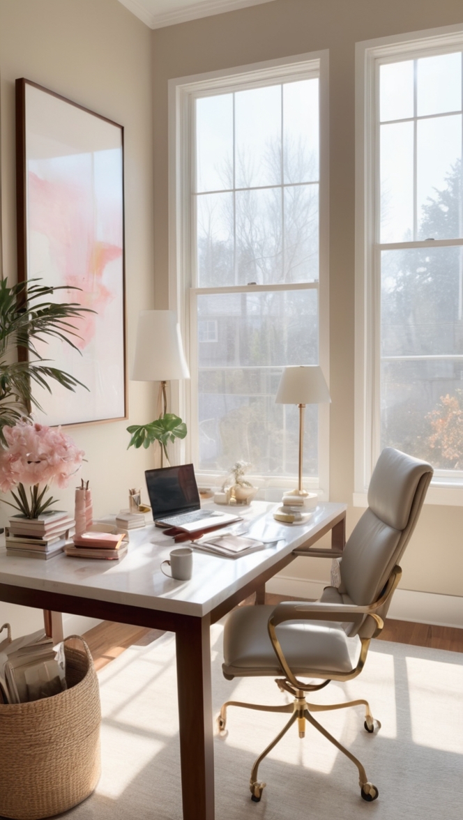 home office decor, luxury office supplies, elegant home office, high-end office furniture, chic workspace