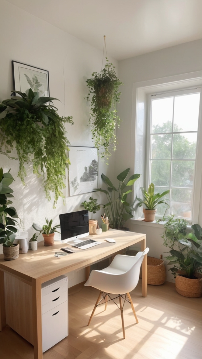 plant decor, home office ideas, office aesthetic, desk plants, indoor plants