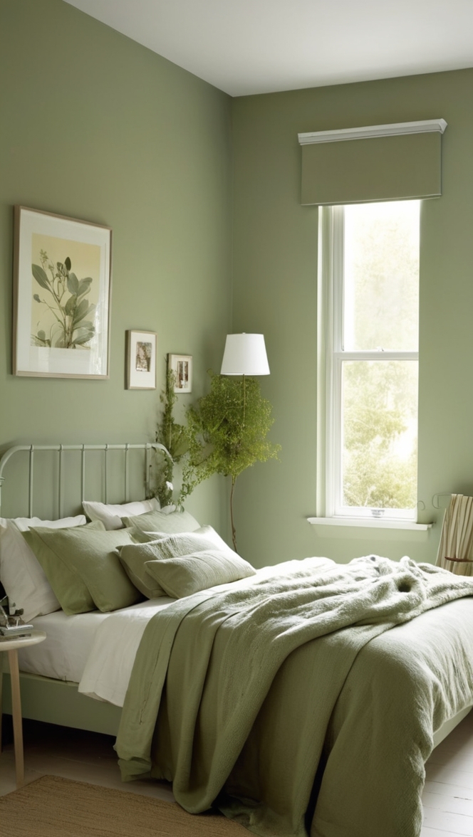 Sage green paint colors, Sage green bedding, Sage green walls, Sage green decor, Sage green curtains