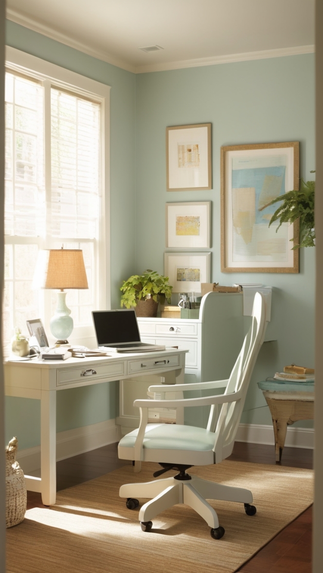 home office desk, ergonomic office chair, filing cabinets, standing desk, bookshelves