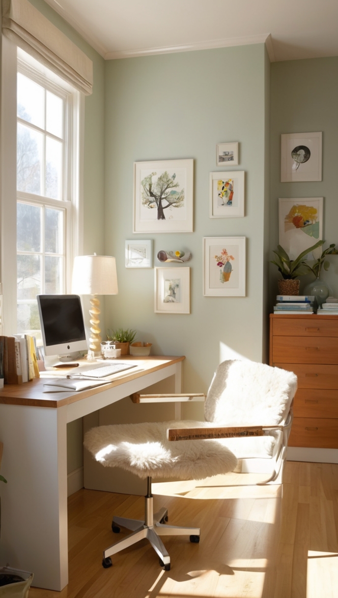home office desk, ergonomic office chair, filing cabinets, standing desk, bookshelves