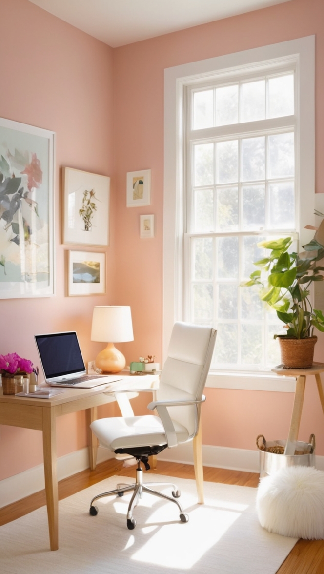 small home office setup, stylish home office decor, organized home office space, creative home office design, chic home office furniture