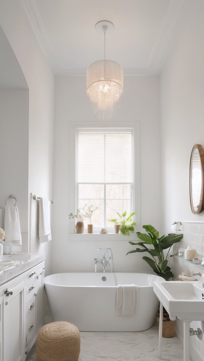 white bathroom decor, luxury bathroom design, modern bathroom renovation, elegant bathroom accessories, stylish bathroom furniture