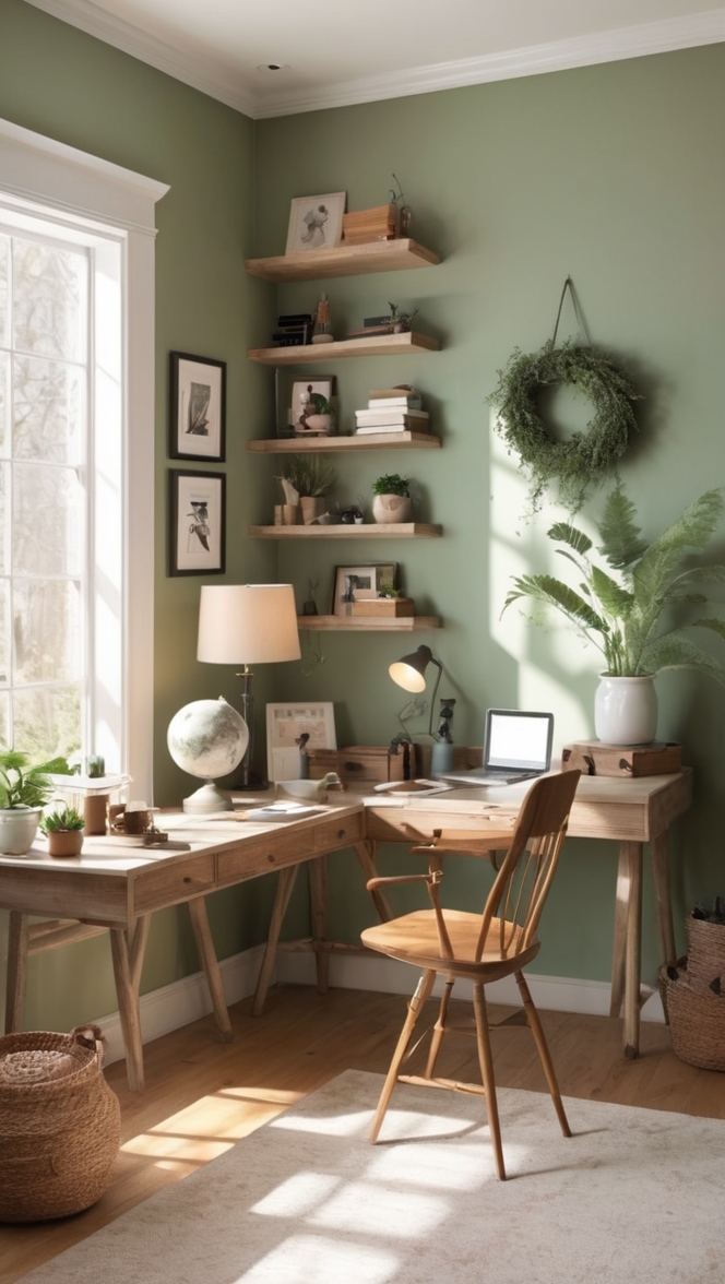 witchy home decor, spooky office decor, gothic home office, mystical workspace, dark home office