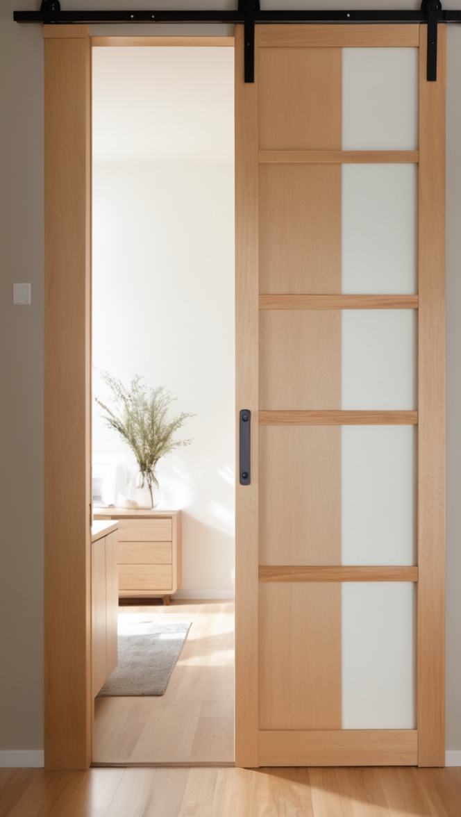 wooden sliding door, sliding door design, modern sliding door, custom interior doors, barn door design