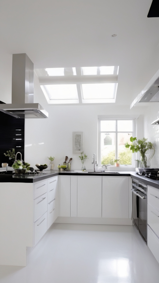 black and white kitchen design, modern black and white kitchen, black and white kitchen decor, black countertop white cabinets kitchen, black and white kitchen remodeling