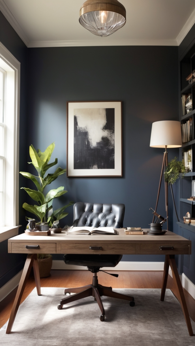 masculine home office decor, stylish home office design, modern home office ideas, professional home office setup, sophisticated home office furniture
