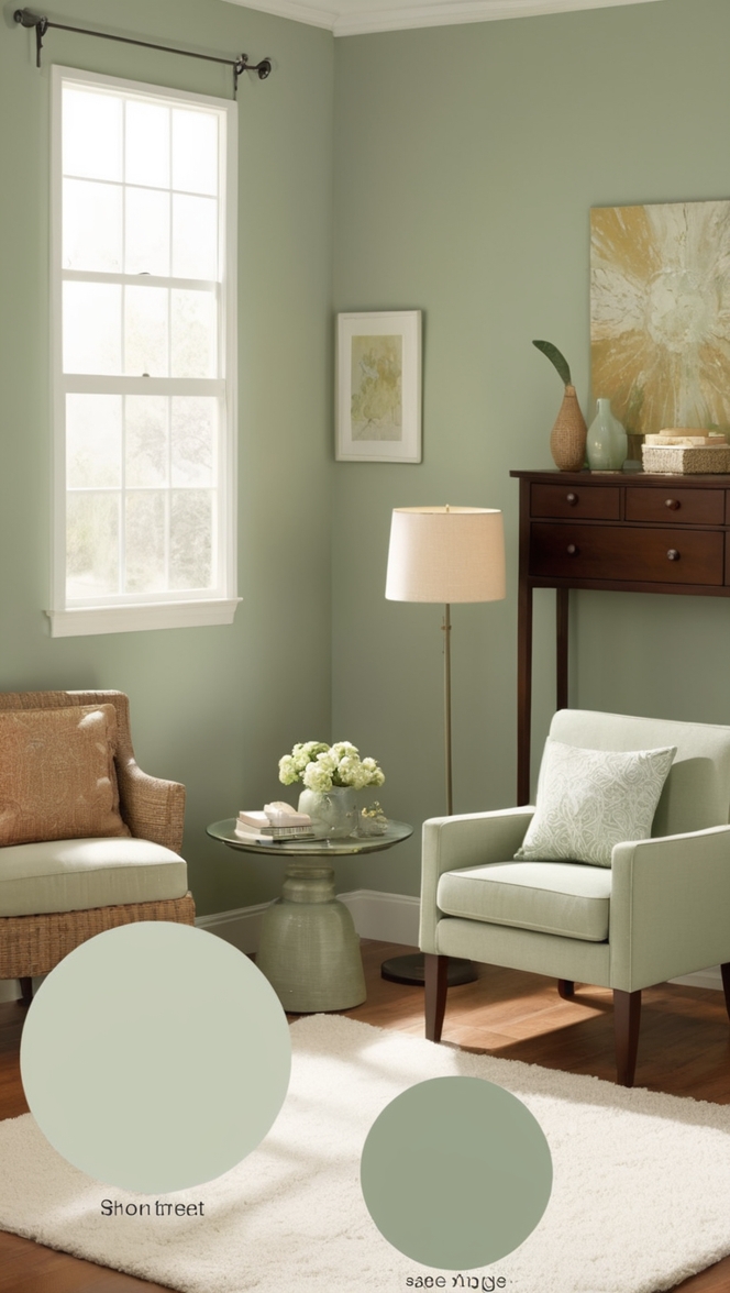 sage green sofa, sage green curtains, sage green throw pillows, sage green accent wall, sage green furniture