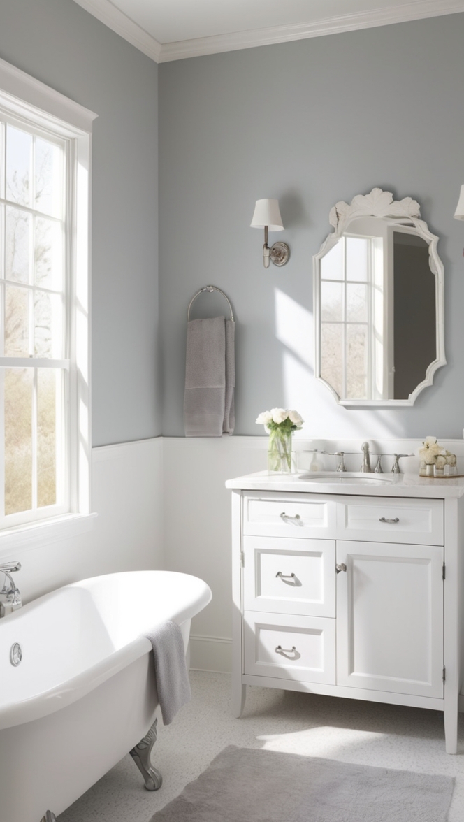 white bathroom tiles, gray bathroom decor, modern white bathroom, elegant gray bathroom, luxury white bathroom