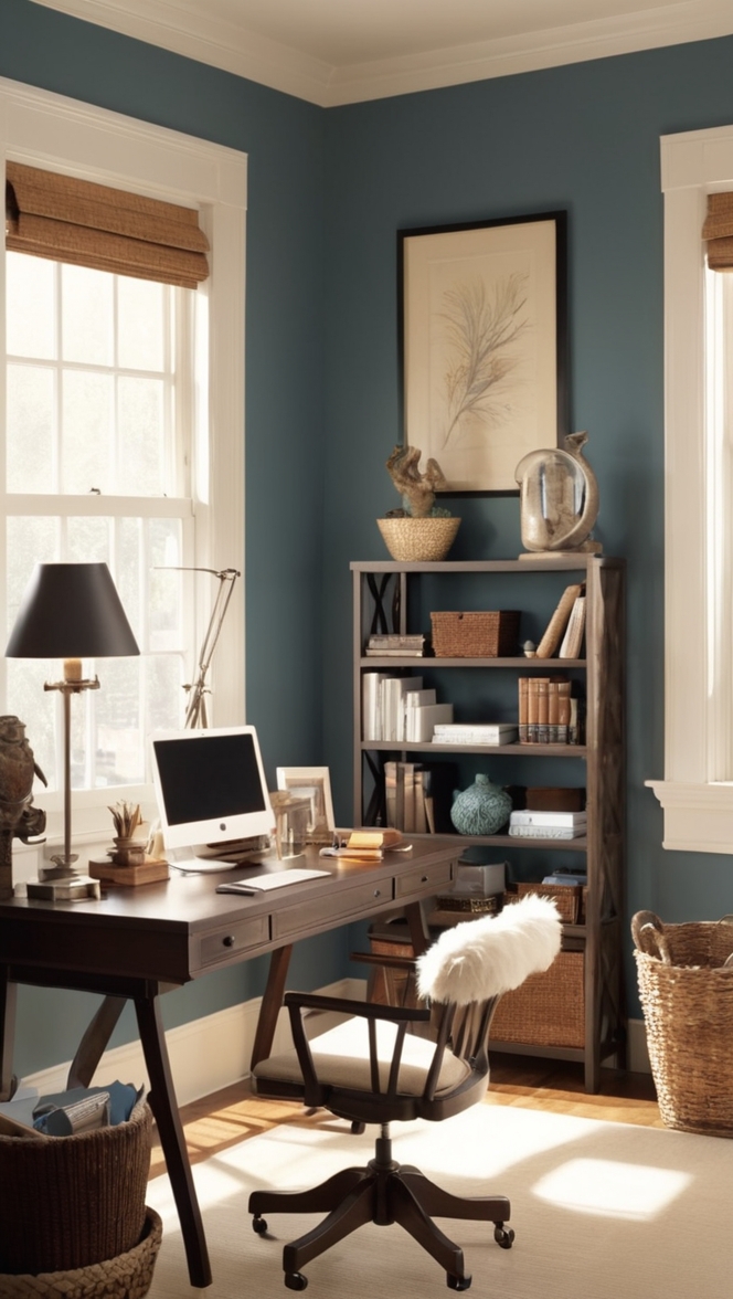 masculine home office decor, masculine office design, small space office ideas, contemporary home office, stylish home office