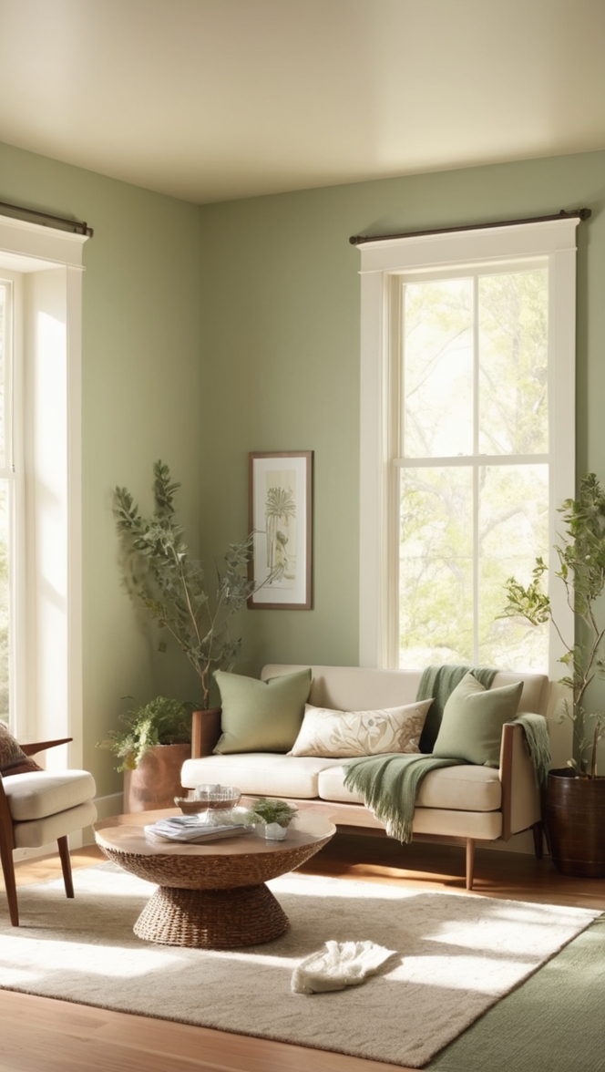 sage green sofa, sage green decor, sage green curtains, sage green walls, sage green furniture