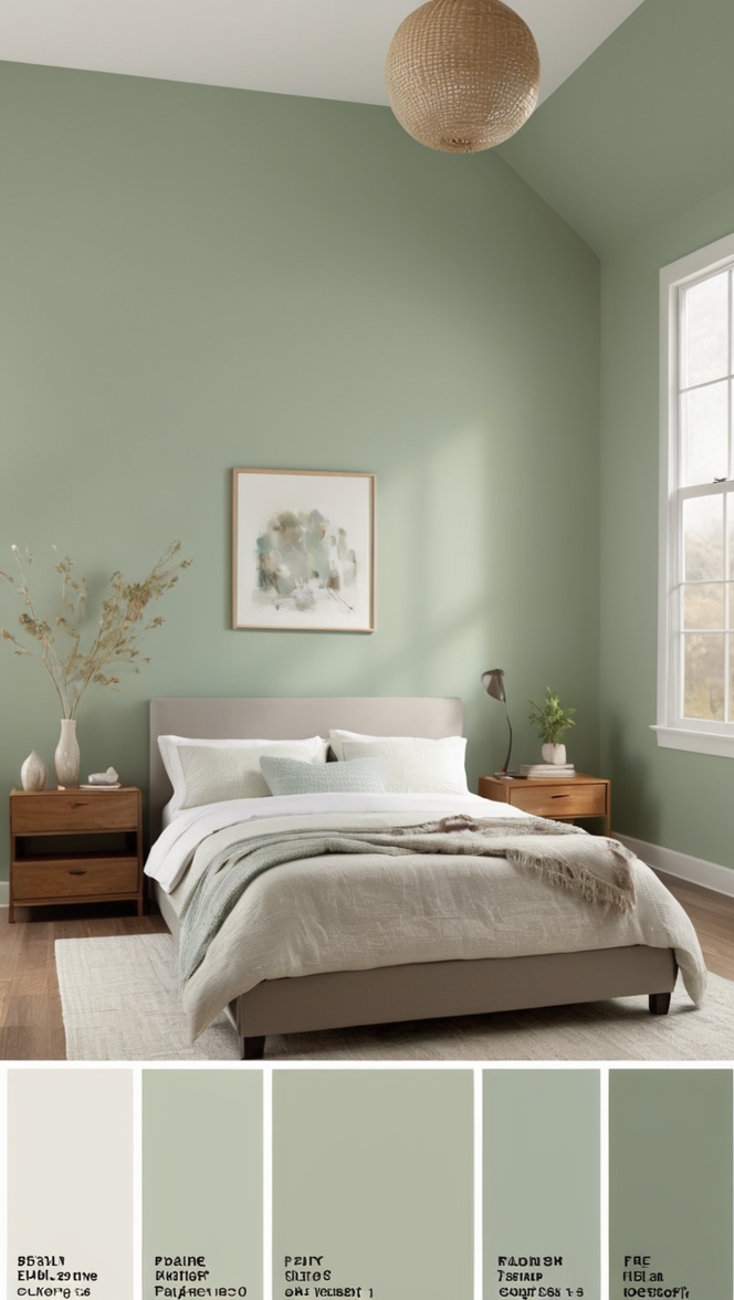 sage green paint, green bedroom decor, neutral bedroom colors, sage green walls, calming bedroom colors