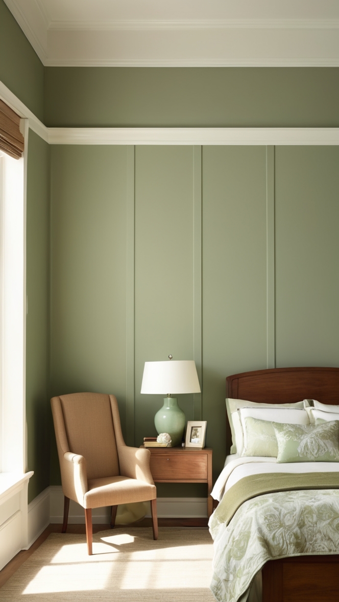 sage green bedroom decor, sage green wall panels, sage green interior design, sage green home decor, sage green bedroom ideas