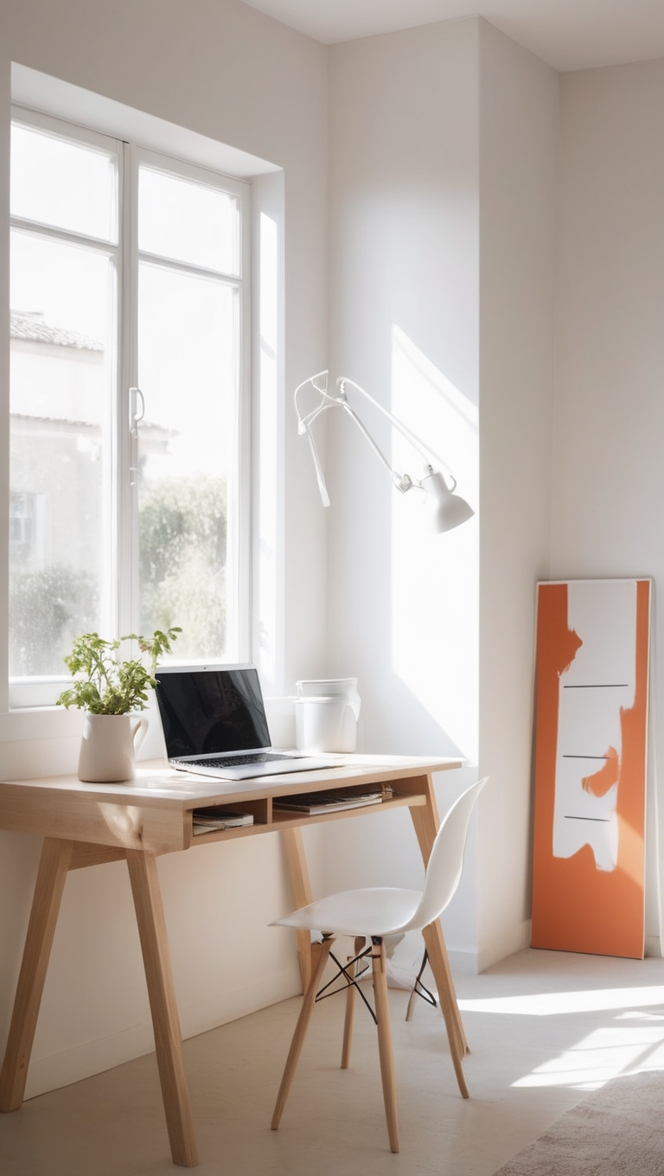 Escritório moderno em casa, Decoração minimalista de escritório em casa, Móveis de escritório minimalista, Dicas de organização para escritório em casa, Estilo minimalista de home office