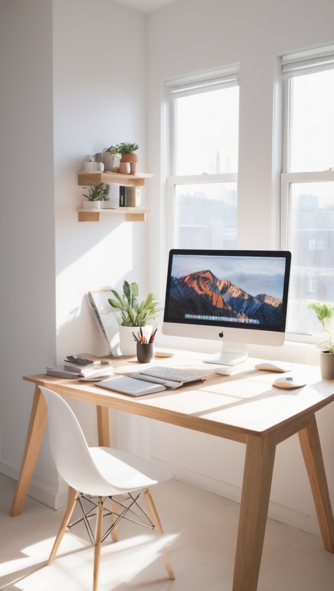 Minimalist office decor, Stylish workspace design, Modern desk organization, Sleek office furniture, Contemporary workspace accessories