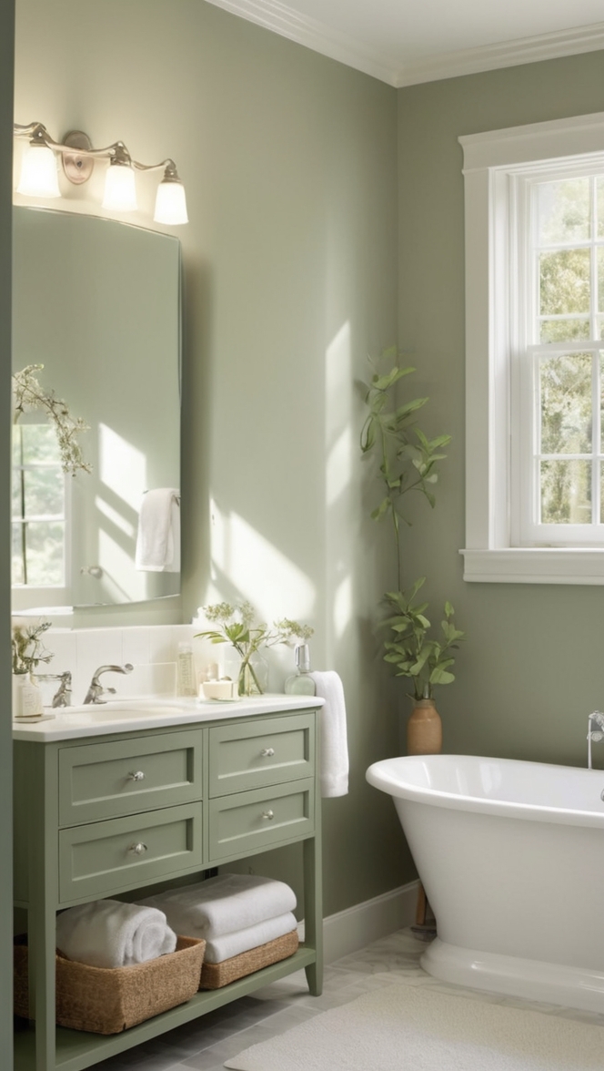 sage green bathroom vanity, custom green vanity, elegant sage green vanity, modern sage green vanity, luxury green bathroom vanity