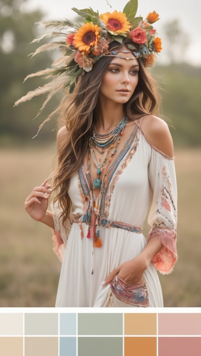 boho color scheme, bohemian color palette, boho color trends, boho chic colors, boho color combinations