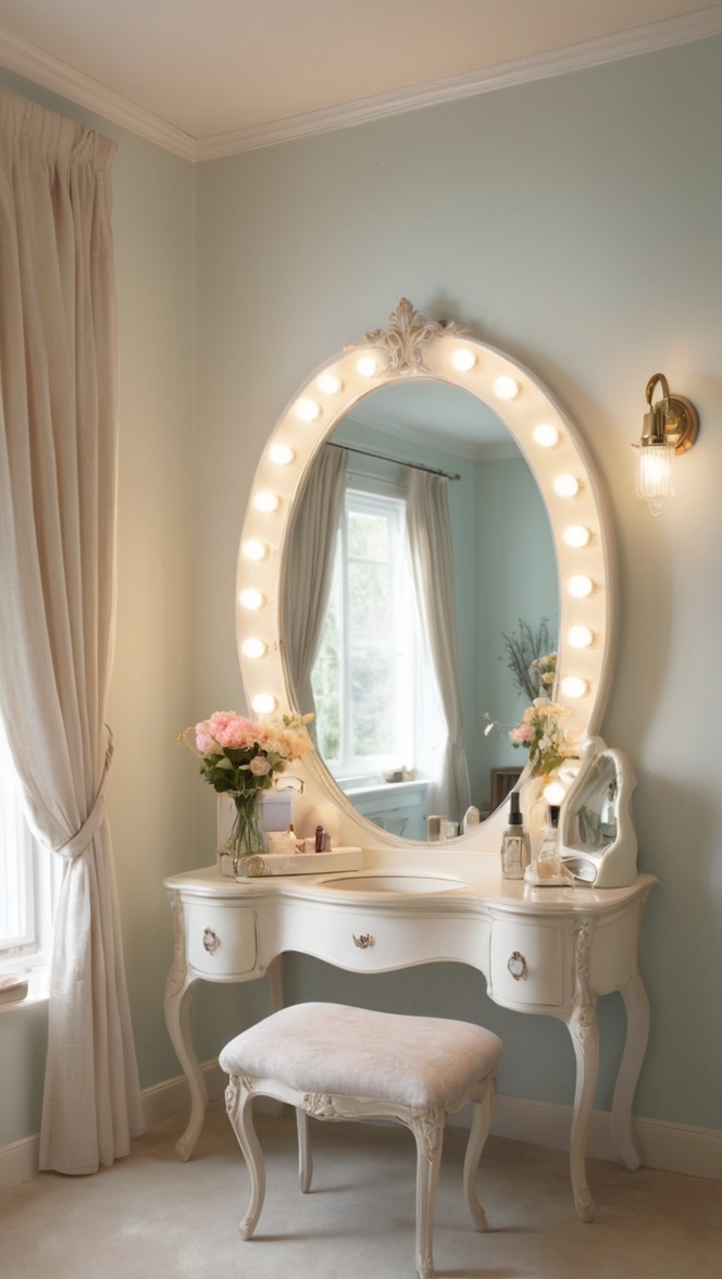 Vanity mirror with lights,, Makeup vanity table,, Dressing room furniture,, Hollywood vanity mirror,, Luxury vanity unit