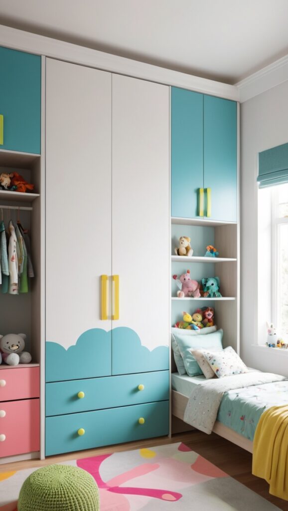 How can I create a functional and stylish kids bedroom wardrobe design ...