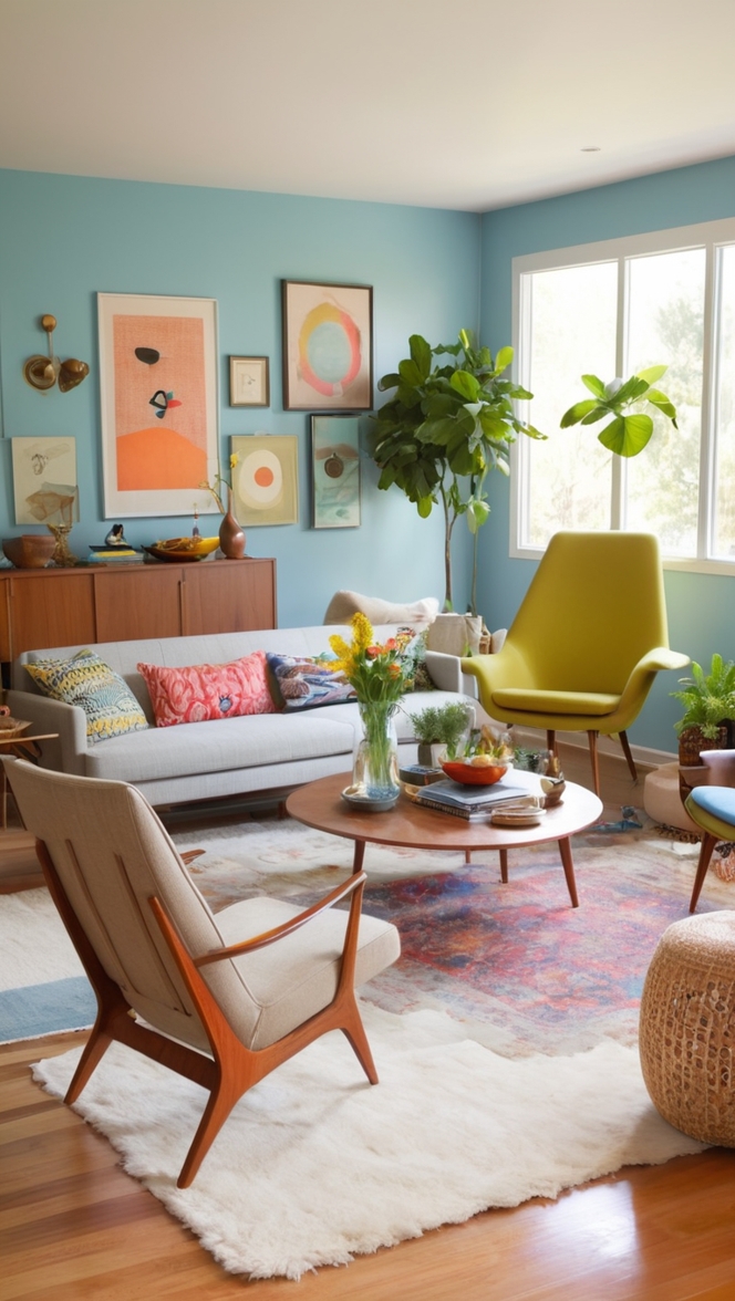 mid century modern furniture, mid century modern decor, mid century modern lighting, eclectic living room design, modern eclectic furniture