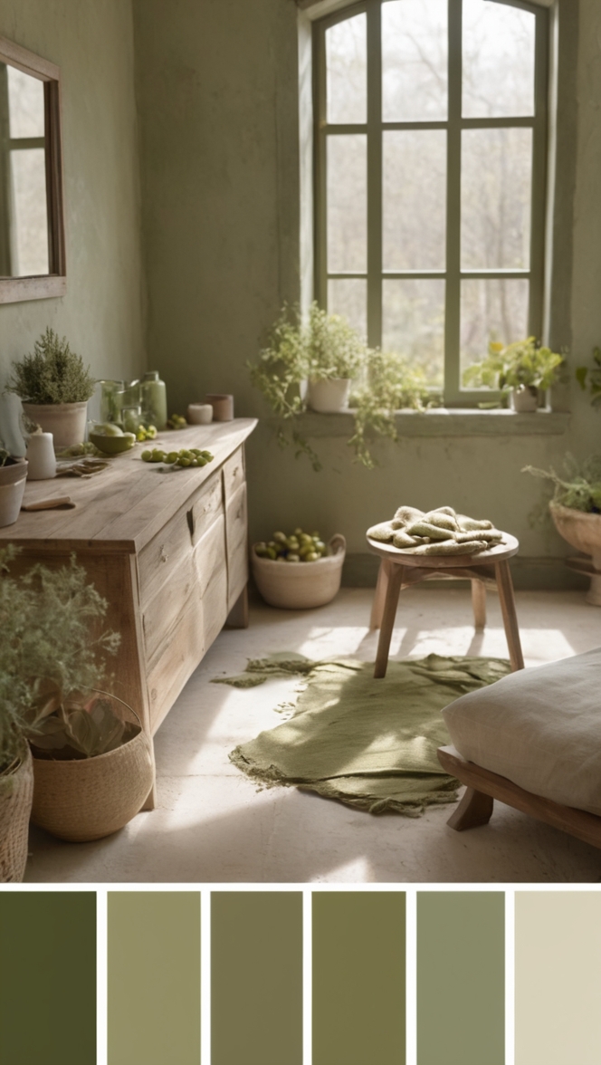 olive green paint colors, olive green living room ideas, olive green wall decor, olive green bedroom decor, olive green interior design