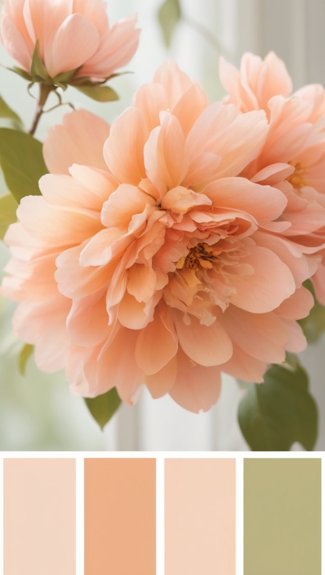 pastel peach, warm coral, blush pink, soft apricot, light tangerine