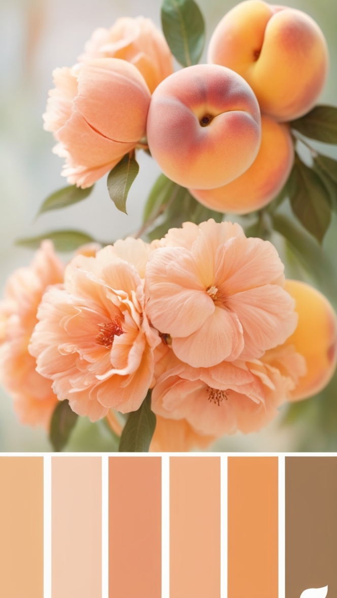 pastel peach, warm coral, blush pink, soft apricot, light tangerine