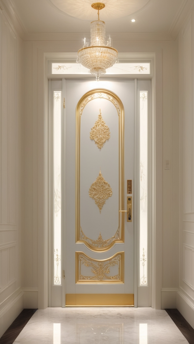 safety door design, luxury entrance door, high-end entrance door, premium safety door, elegant doorway design