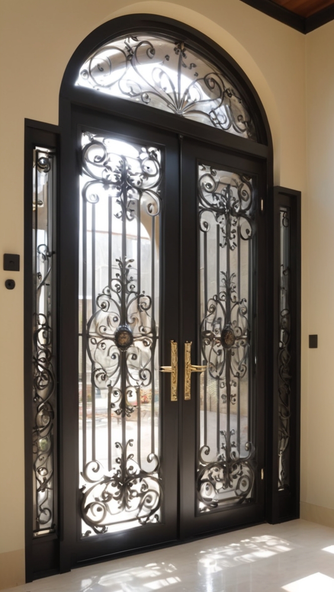 safety door design, iron entrance door, entry door safety, wrought iron entrance, secure iron door