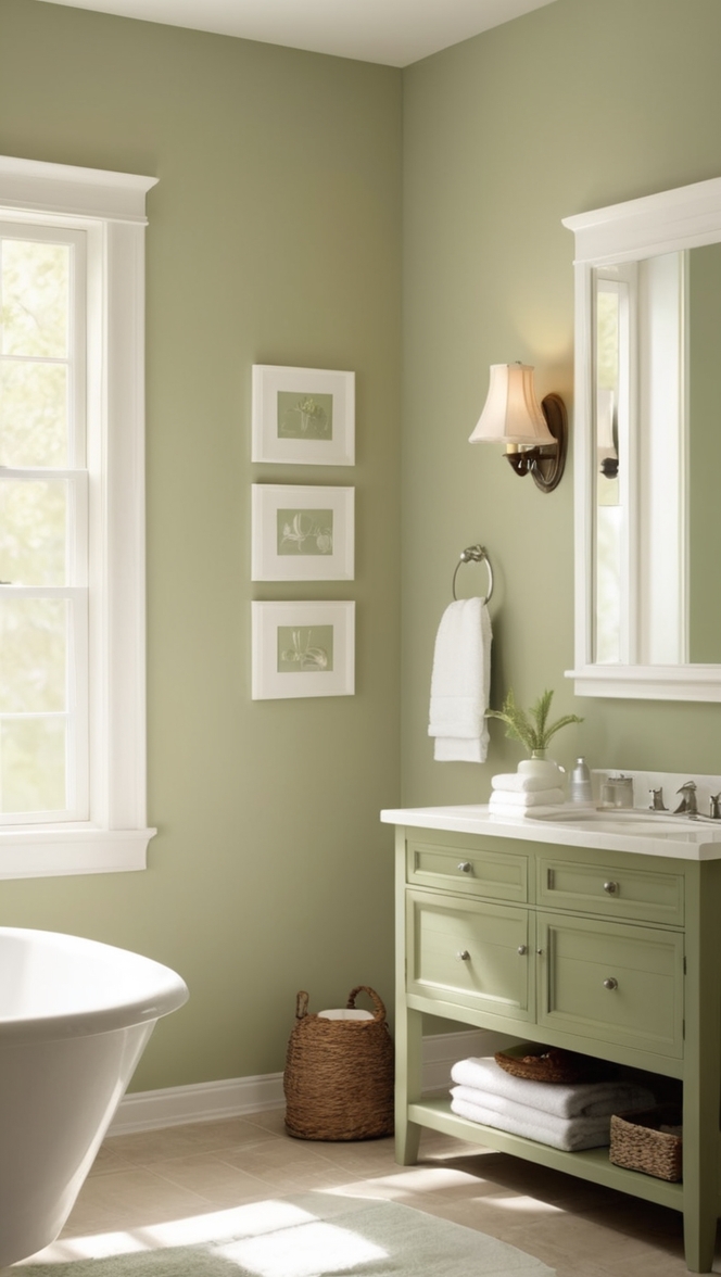 sage green bathroom decor, sage green shower curtain, sage green bath mat, sage green towels, sage green bathroom accessories