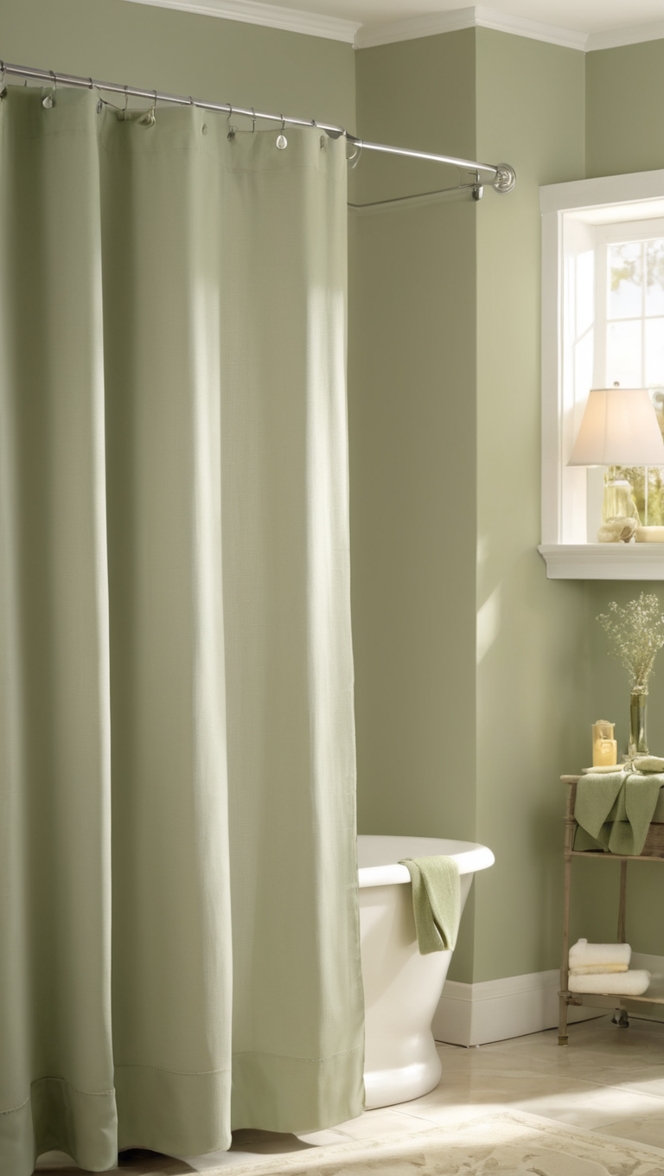 sage green shower curtain, sage green bathroom decor, sage green curtains, sage green bath mat, sage green towels