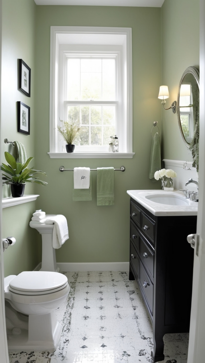 sage green bathroom decor, bathroom color schemes, green and black bathroom ideas, modern black and white bathroom, stylish white and green bathrooms