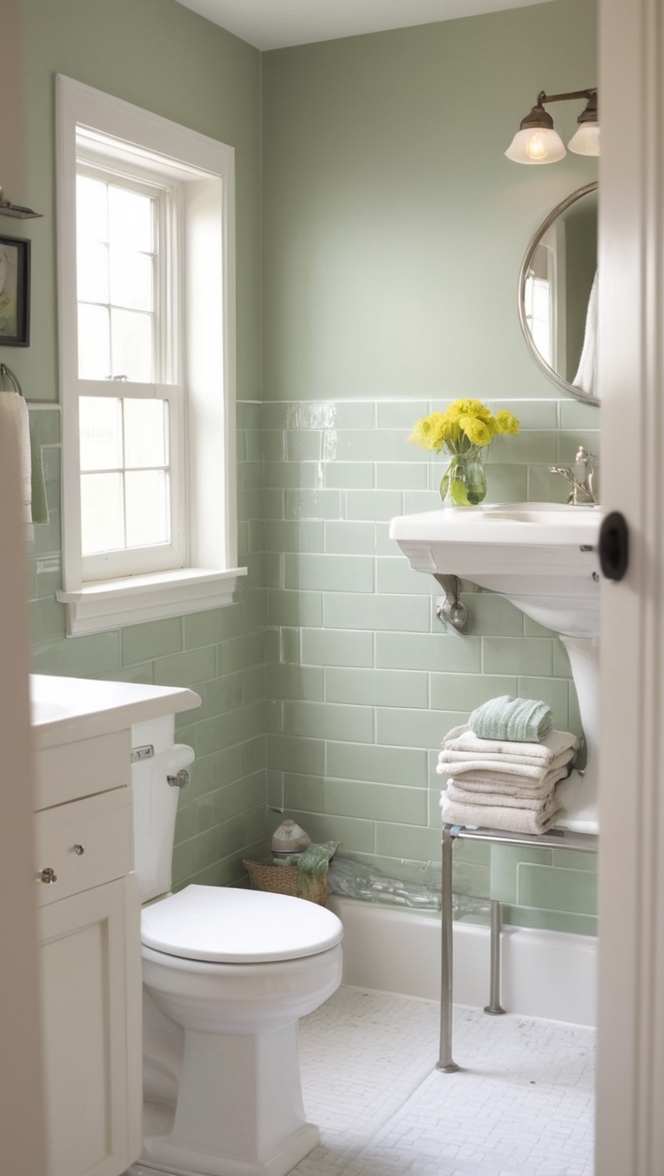 sage green glass subway tile, green ceramic subway tile, sage green bathroom tiles, green rectangular subway tile, sage green bathroom wall tiles