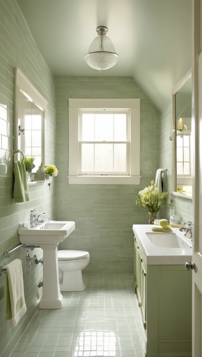 sage green glass subway tile, green ceramic subway tile, sage green bathroom tiles, green rectangular subway tile, sage green bathroom wall tiles